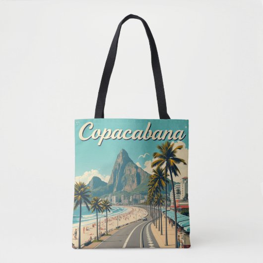 Vintage Retro-Reise - Strand von Copacabana Tasche (Vorderseite)