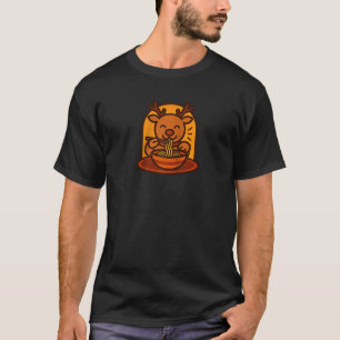 Vintage Retro Rentier isst japanische Ramen-Nudeln T-Shirt