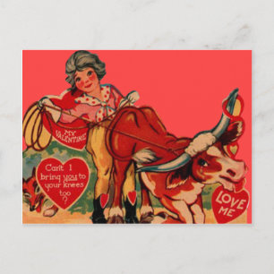 Vintage Retro Rodeo Valentine Card Feiertagspostkarte