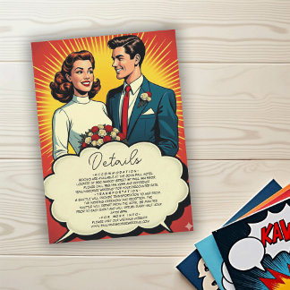 Vintage Retro Romantic Couple Comic Style Wedding Begleitkarte