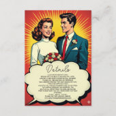Vintage Retro Romantic Couple Comic Style Wedding Begleitkarte (Vorderseite)
