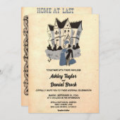 Vintage Retro Romantische Alte Rustikale Hochzeit Einladung (Vorne/Hinten)