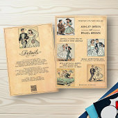 Vintage Retro Romantische Comic Hochzeit Einladung