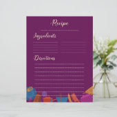 Vintage Retro-Rosa Familienküche Rezept Blatt (Stehend Vorderseite)