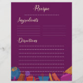 Vintage Retro-Rosa Familienküche Rezept Blatt (Rückseite)