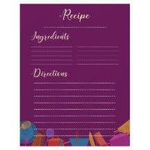 Vintage Retro-Rosa Familienküche Rezept Blatt