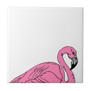 Vintage Retro Rosa Flamingo-Vogel auf weißer Flies Fliese