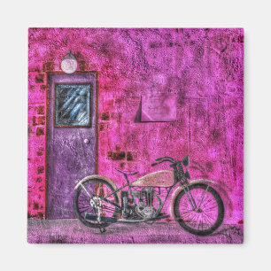 Vintage Retro Rosa Motorrad Gasse Magnet