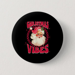 Vintage Retro Rosa Weihnachtsmann Gesicht Männer F Button