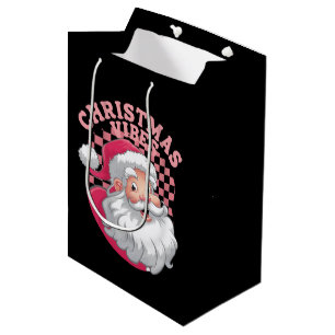 Vintage Retro Rosa Weihnachtsmann Weihnachten Mittlere Geschenktüte