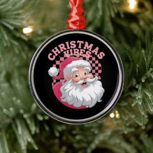Vintage Retro Rosa Weihnachtsmann Weihnachten Ornament Aus Metall