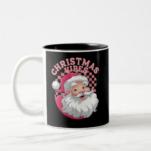 Vintage Retro Rosa Weihnachtsmann Weihnachten Zweifarbige Tasse