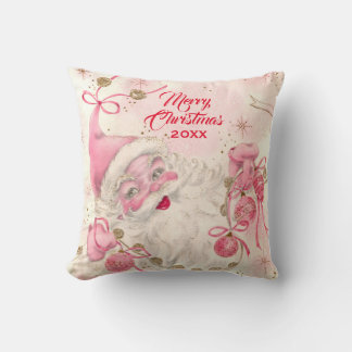 Vintage Retro Rosa Weihnachtsmann Weihnachtsfeiert Kissen