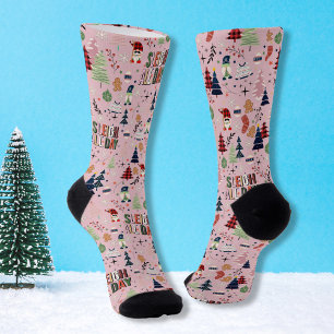 Vintage Retro Rosa Weihnachtsschlitten den ganzen Socken