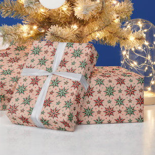 Vintage Retro Rosa Weihnachtsstern-Muster Geschenkpapier