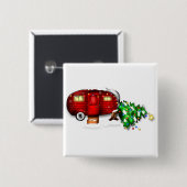 Vintage Retro roter Camper Weihnachtsbutton Button (Vorne & Hinten)