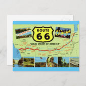 Vintage Retro Route 66 Karte (Vorne/Hinten)
