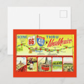 Vintage Retro-Route 66 Landschaftliches New Mexico Postkarte (Vorne/Hinten)