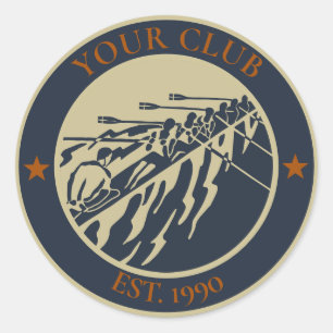 Vintage Retro-Ruderverein-Logo zum Personalisieren Runder Aufkleber