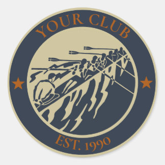 Vintage Retro-Ruderverein-Logo zum Personalisieren Runder Aufkleber