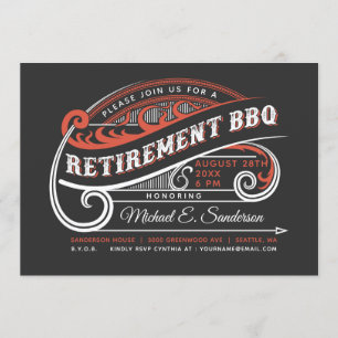 Vintage Retro Ruhestands BBQ Einladungen