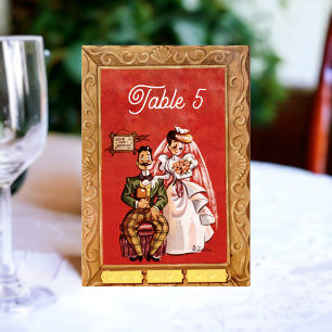 Vintage Retro Rustik Alte 50er Comic-Hochzeit Tischnummer