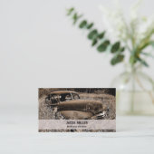 Vintage Retro Rustik Brauner Oldtimer Visitenkarte (Stehend Vorderseite)