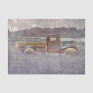 Vintage Retro Rustikal Rot Violett Kunst Farm LKW Seidenpapier