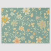 Vintage Retro-Sage Gelb Mitte Jahrhundert Blüte Seidenpapier (Vorderseite)