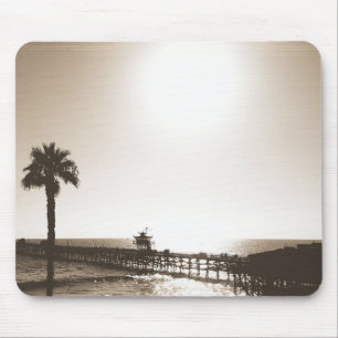Vintage Retro San Clemente Pier Kalifornien Sepia Mousepad
