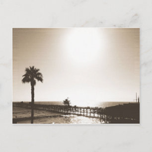 Vintage Retro San Clemente Pier Kalifornien Sepia Postkarte