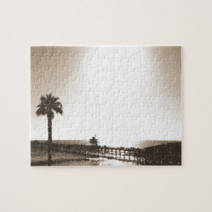 vintage retro San Clemente Pier Kalifornien Sepia Puzzle