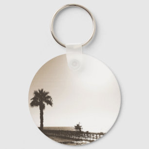vintage retro San Clemente Pier Kalifornien Sepia Schlüsselanhänger
