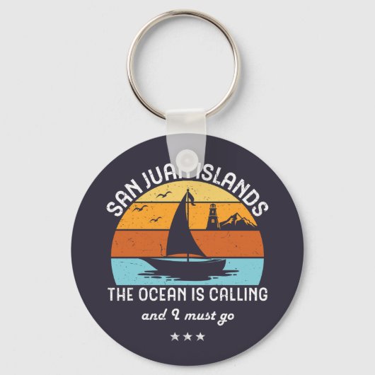 Vintage Retro San Juan Islands Sailing Schlüsselanhänger (Vorderseite)