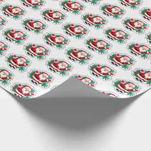 Vintage Retro Santa Claus & Holly "Joy" Geschenkpapier