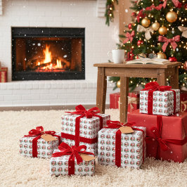 Vintage Retro Santa Claus & Holly "Joy" Geschenkpapier