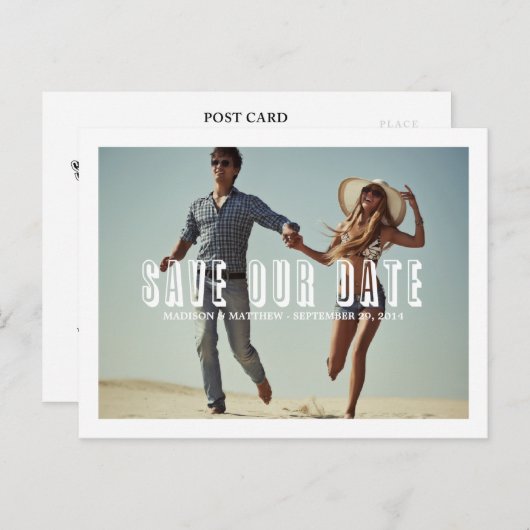Vintage Retro | Save the Date Postkarte (Vorne/Hinten)