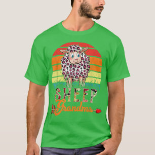 Vintage Retro-Schafe Oma Blume Leopard Schafe  T-Shirt