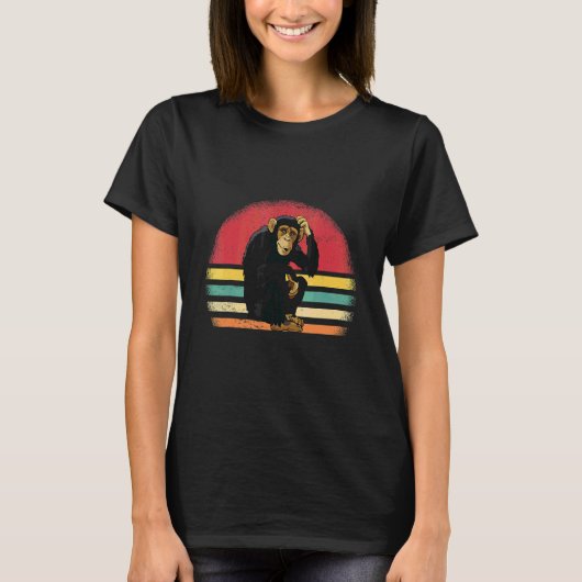 Vintage Retro Schimpanse Affe T-Shirt (Vorderseite)