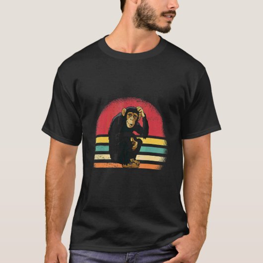 Vintage Retro Schimpanse Affe T-Shirt (Vorderseite)