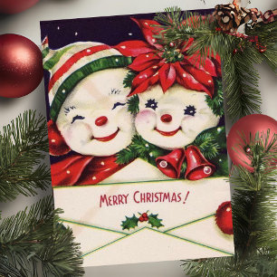 Vintage Retro Schneemann-Paar Weihnachten nach Maß