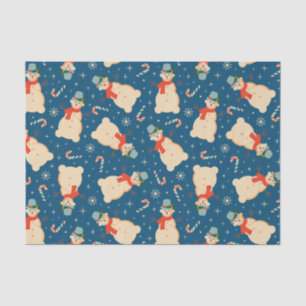 Vintage Retro Schneemann und Zuckerstange Blau  Seidenpapier