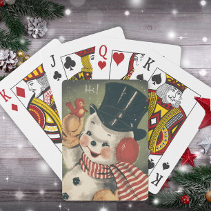 Vintage Retro Schneemann Weihnachten Urlaub Spielkarten