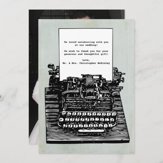 Vintage Retro-Schreibmaschine Hochzeit Danke (Vorne/Hinten)