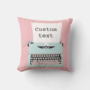 Vintage Retro-Schreibmaschine und Papierdesign Kissen