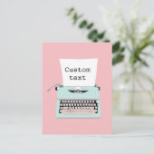 Vintage Retro-Schreibmaschine und Papierdesign Postkarte (Stehend Vorderseite)