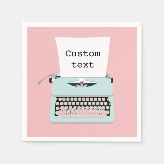 Vintage Retro-Schreibmaschine und Papierdesign Serviette (Vorderseite)