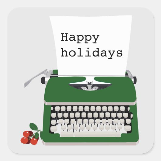 Vintage Retro-Schreibmaschine Weihnachtsgestaltung Quadratischer Aufkleber (Vorderseite)