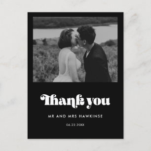 Vintage Retro Schrift Hochzeit Danke Foto Postkarte