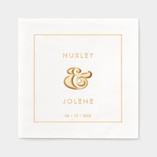 Vintage Retro-Schrift Hochzeit Gold Servietten Mit Folie